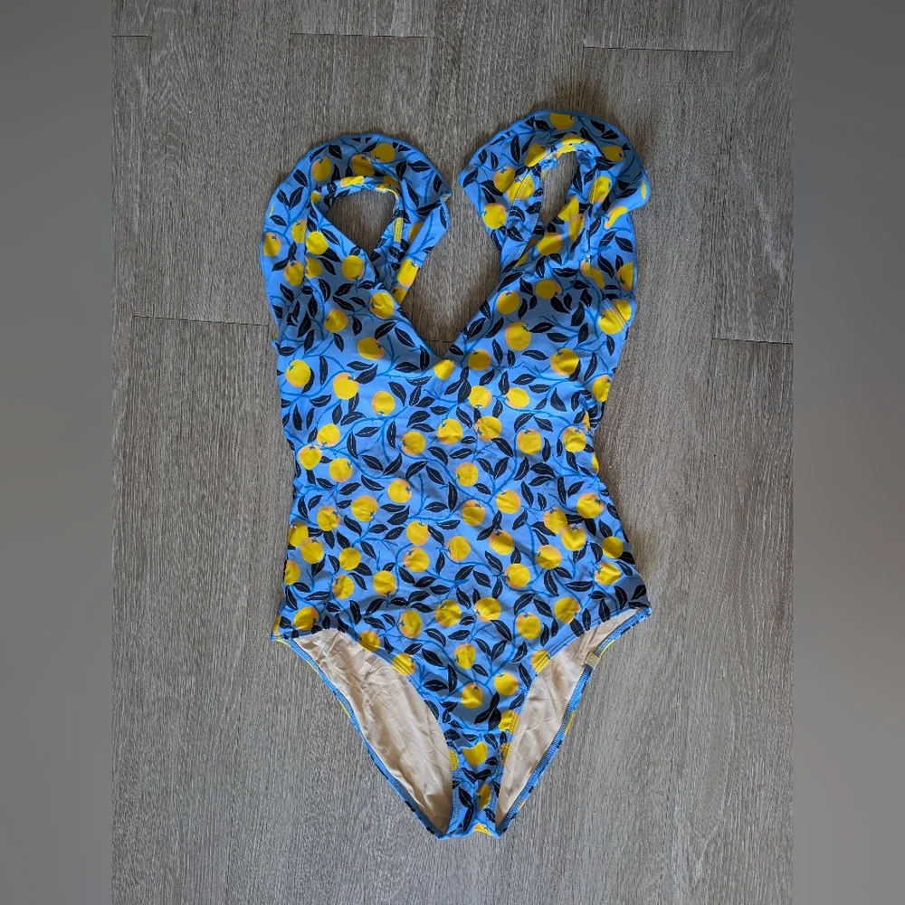DVF x Summersalt Blue and Yellow Lemon Print Swimsuit - Picture 2 of 6